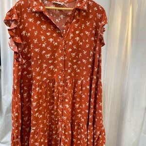 Just Found Burnt Orange Ruffled Dress